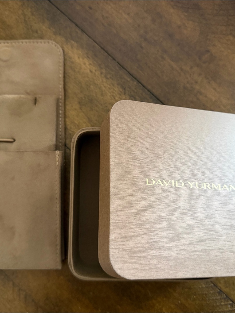 David Yurman Taupe Jewelry Case with Gold Logo